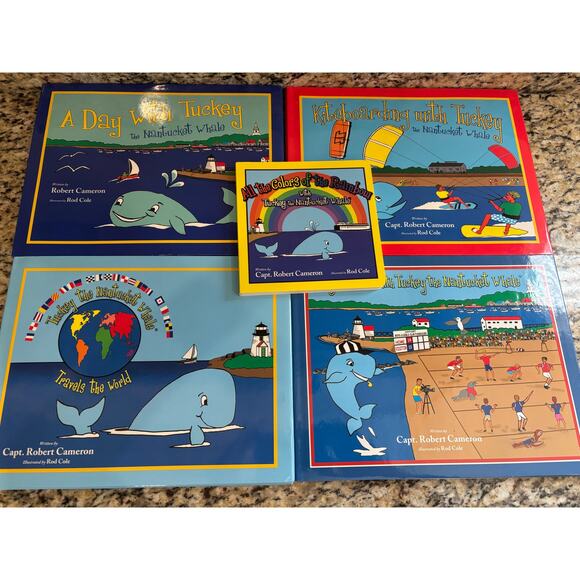 Lot of 5 Tuckey Whale Nantucket Hard Cover Books A Day, Kiteboard, Travel, Rain - Picture 1 of 11